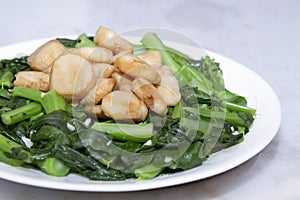 Stir Fry Scallops and Chinese Broccoli Vegetable