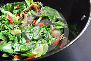 Stir Fry Vegetables on Frying Pan