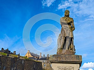 Stirling Castle and statue of Robert the Bruce, Scotland