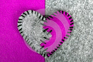 Stitched broken felt heart