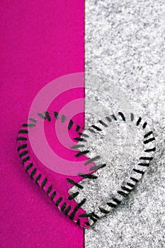 Stitched broken felt heart