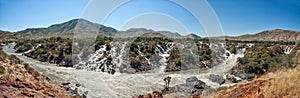 Stitched panorama of the Epupa waterfalls in the Kunene River