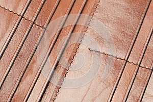 Stitches and lines on leather surface