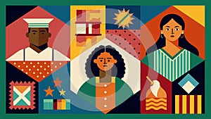 Through the stitches and patterns the quilts capture the spirit of Juneteenth and the ongoing fight for justice.. Vector photo
