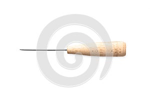 Stitching awl for leather working isolated on white, top view