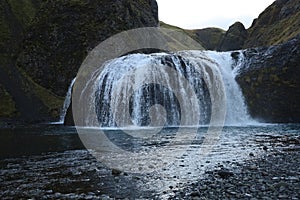 StjÃÂ³rnarfoss waterfall at dusk photo