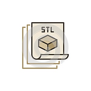 STL documents for 3D Printer vector concept colored icon