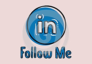 Follow me Linkedin - button for social media, phone icon symbol logo