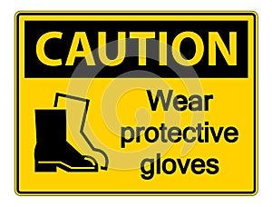 stmbol Caution Wear protective footwear sign on transparent background