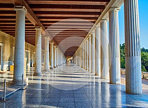 Stoa of Atallos on the Ancient Agora of Athens. Greece.