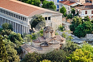 Stoa of Attalos and Church of the Holy Apostles, Ancient Agoa, Athens, Greece