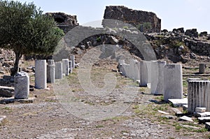 Stoa At The Sanctuary Of Athena Looking Towards The Palaces .Pergamum  Bergama  Izmir  Turkey