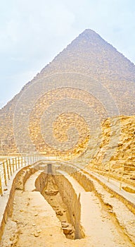 The stobe boat pit in Giza Necropolis, Egypt