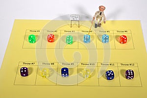 Stochastic experiment with 12randomly thrown dices arranged in a scheme photo