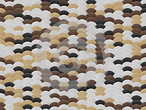 Stochastic mosaic of balls of white, black, brown and beige colors photo