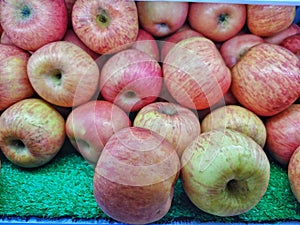 Stock of apples in the supermarket