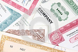 Stock certificates photo