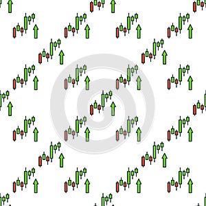 Stock Chart with Arrow vector colored seamless pattern