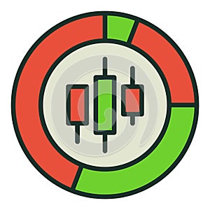Stock Chart vector Piechart colored icon or design element