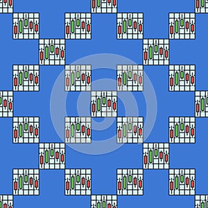 Stock or Crypto Candlestick Chart vector colored seamless pattern