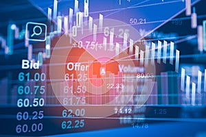 Stock data indicator analysis on financial market trade photo