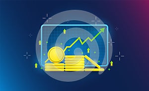 Stock defi currency icon on grid background.Futuristic concept.vector and illsutration