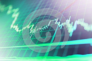 Stock diagram on the screen. Price chart bars. Stock market and other finance themes.