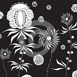 Stock doodle floral pattern . black and white. template