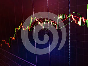 Stock exchange data diagram on tablet computer. Digital stock market listing on a tablet screen. Digital stock market chart on a