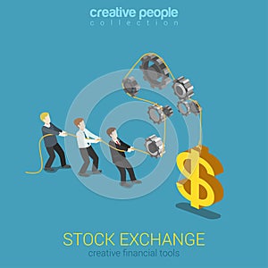 Stock exchange finance market tool balance flat 3d web isometric