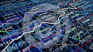Stock exchange graph background, 3D illustration