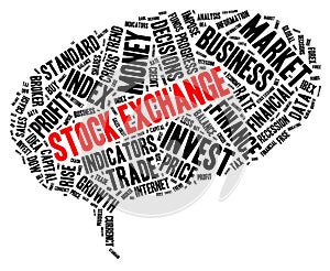 Stock exchange speech bubble shaped word cloud