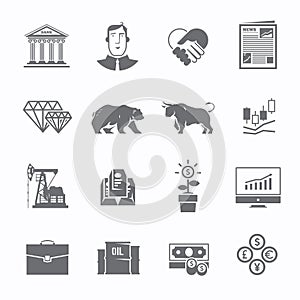 Stock exchange trading set of icons