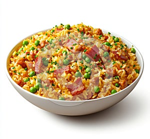 The stock of exploding bacon fried rice is delicious and flavorful.