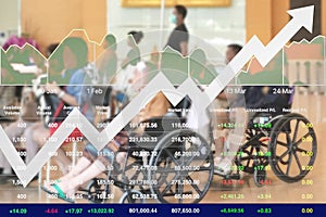 Stock financial business growth index research data for successful investment on healthcare and hospital industry