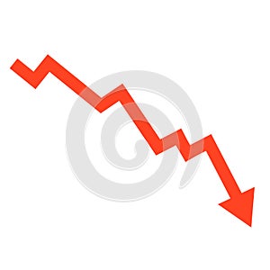 Stock or financial market crash with red arrow flat vector illustrations for website