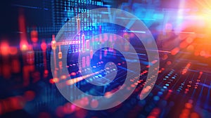 Stock and forex trading chart, digits and numbers. Binary data and digital code concept background