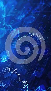 Stock and forex trading chart, digits and numbers. Binary data and digital code concept background