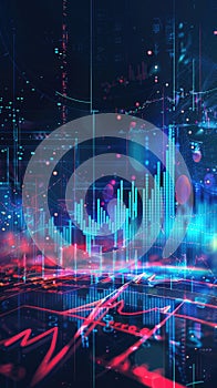 Stock and forex trading chart, digits and numbers. Binary data and digital code concept background