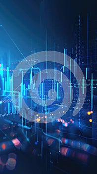 Stock and forex trading chart, digits and numbers. Binary data and digital code concept background