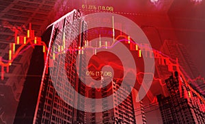 stock graph chart with fibonacci indicator in bear markets photo