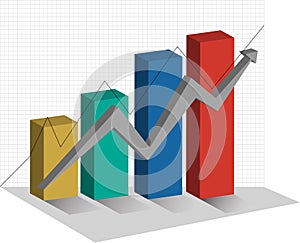 Stock Graph 3d Chart up trend