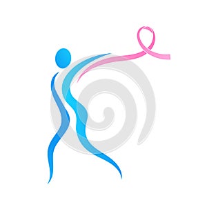 Breast Cancer Pink Ribbon Woman.
