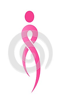 Breast Cancer Pink Ribbon Woman.