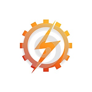 Industrial Gear Wheel logo with power icon.