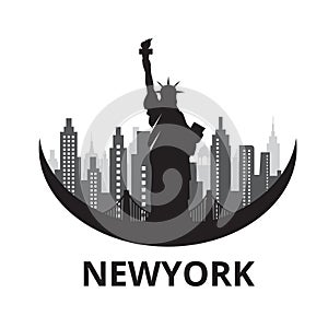 Newyork City skyline black color illustration. photo