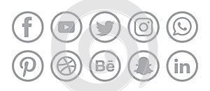 Set of social media logos icons.