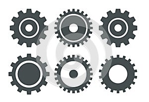 Gear Silhouettes vector illustration set.