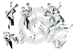 Stock illustration. Abstract jazz musicians