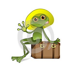 Stock Illustration of a Frog on a Suitcase